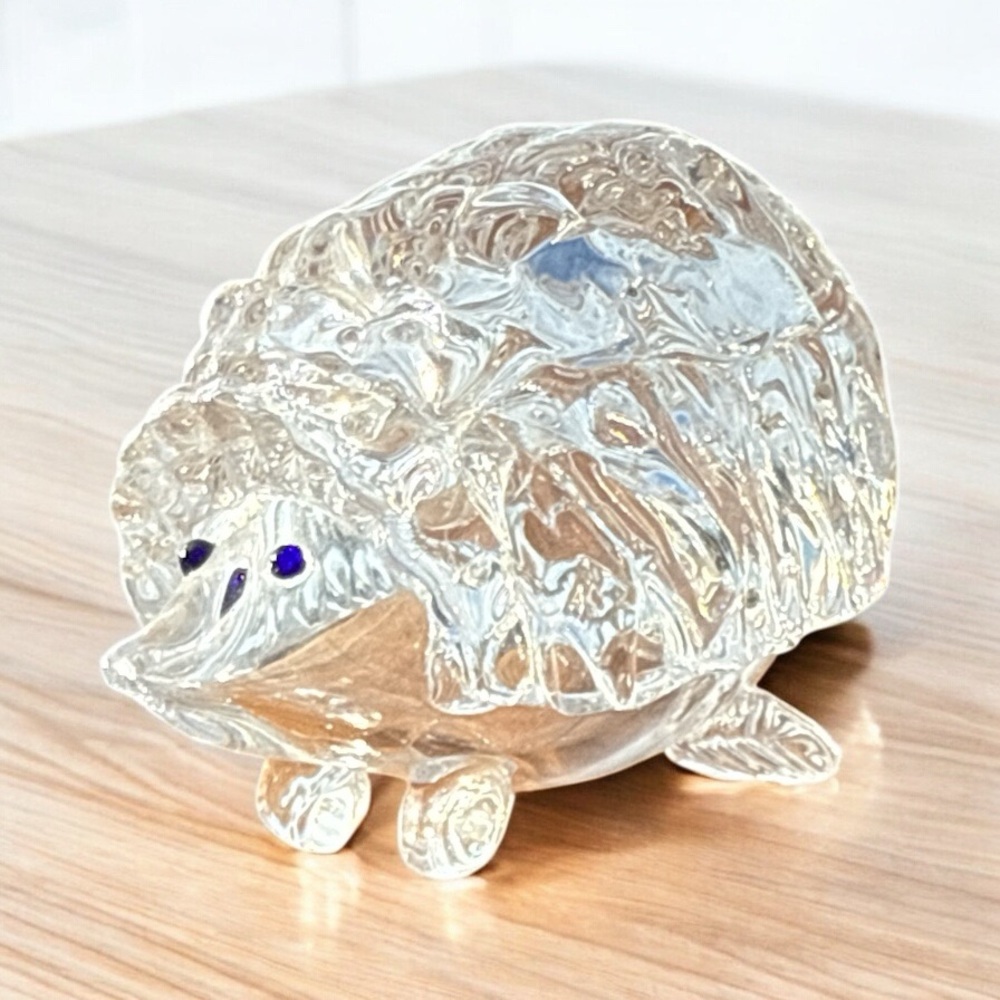 VINTAGE BLOWN GLASS HEDGEHOG FIGURINE
